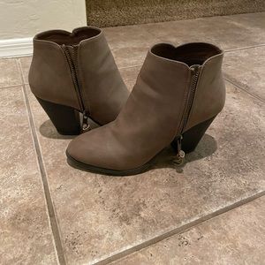 WORN ONCE. Beige ankle booties.